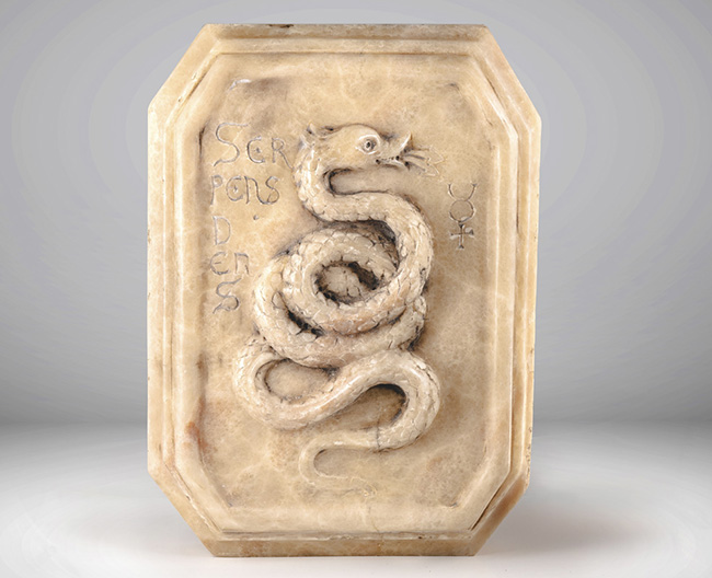 Placa de una farmacia donde se preparaba triaca