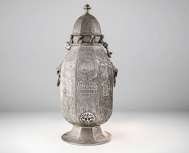 Contenedor de farmacia para la maceración de la triaca